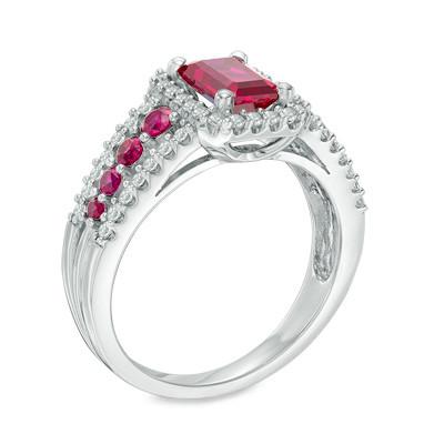 Ruby and White Sapphire Frame Ring