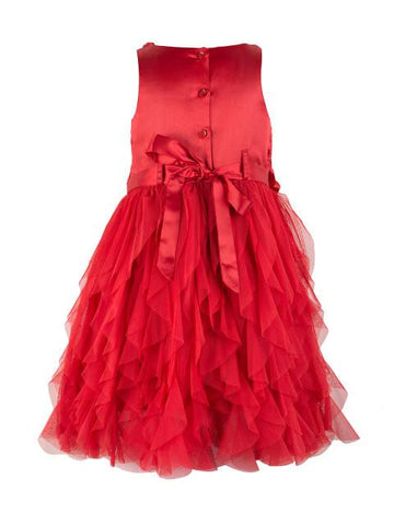 Branyork Red Solid Fit and Flare Sequinned Dress