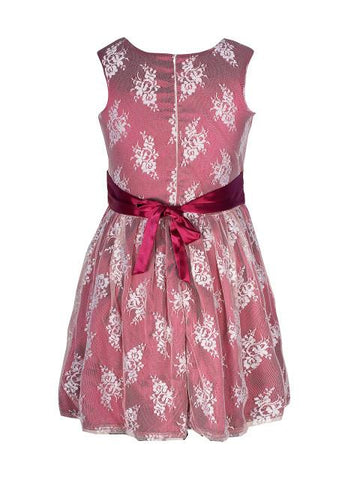 Branyork Maroon Lace A-Line Dress